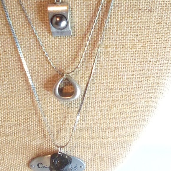 Lan  Necklace black onyx and pewters chain with a swivel lanyard clasp - Picture 2 of 4